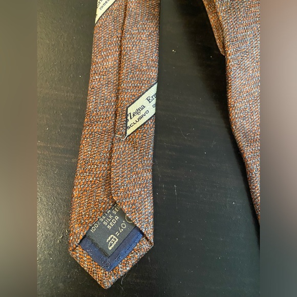 Ermenegildo Zegna Mens Rust Brown Silk Neck Tie - Picture 4 of 8